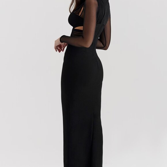 House of CB Zahra Black Plunge Maxi Dress - Picture 2 of 7